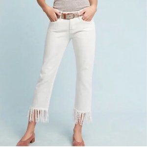 3x1 Women's size 28 Bianca White Wm3 Crop Frayed Fringe Buttonfly Denim Jean